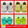 Top 10 manufacturer in Yiwu China beautiful color tassels and bow moccasin second hand shoes wholesale